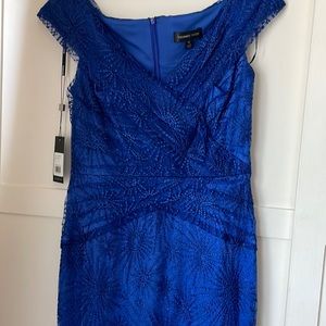 NWT Tadashi Shoji Size 14Blue Lace with subtle silver flecks.
